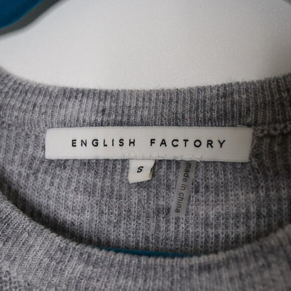 ENGLISH FACTORY Tie Waist Sweater Knit Dress Long Sleeve Heather Grey Women's S - Picture 9 of 11